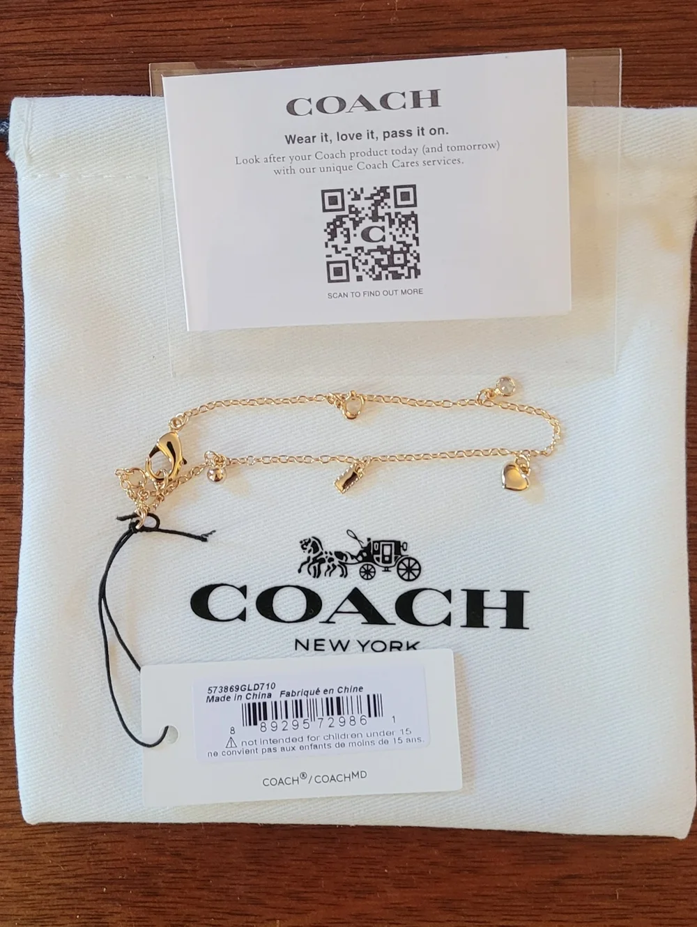 NWT COACH Gold Charm Chain Bracelet - Gold - Picture 3 of 3